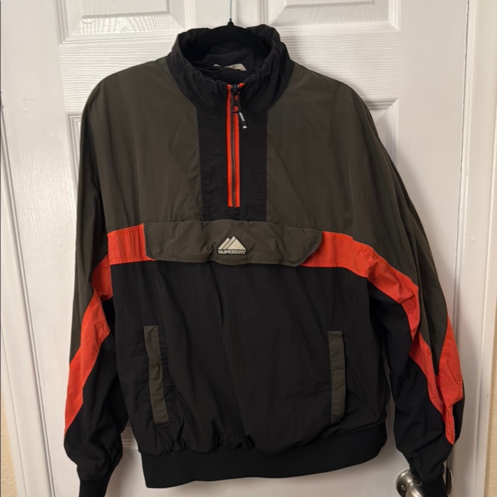 Superdry Men's Black and Red Windbreaker Jacket